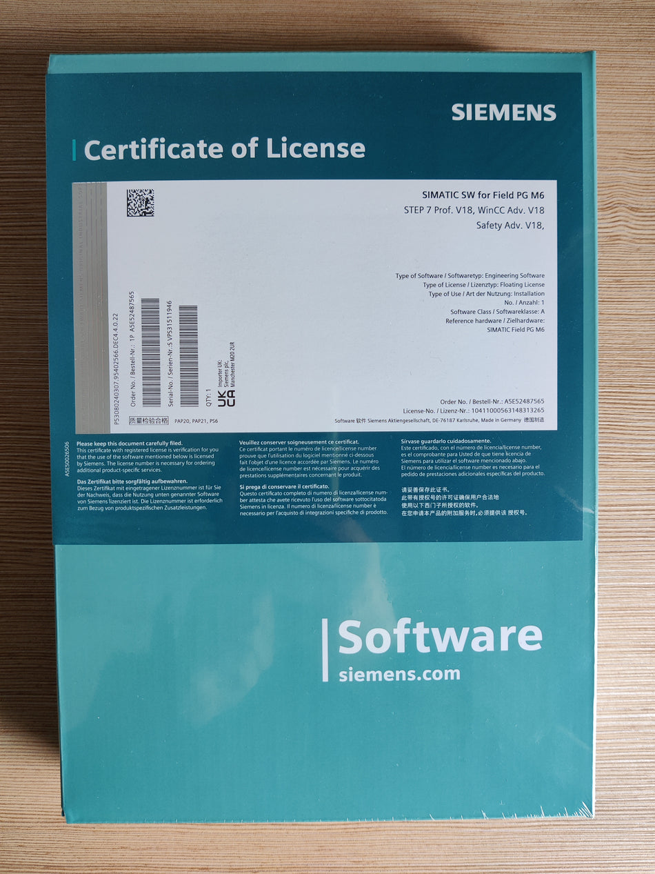 Siemens SIMATIC Software für Field PG M6  Nr. A5E52487565