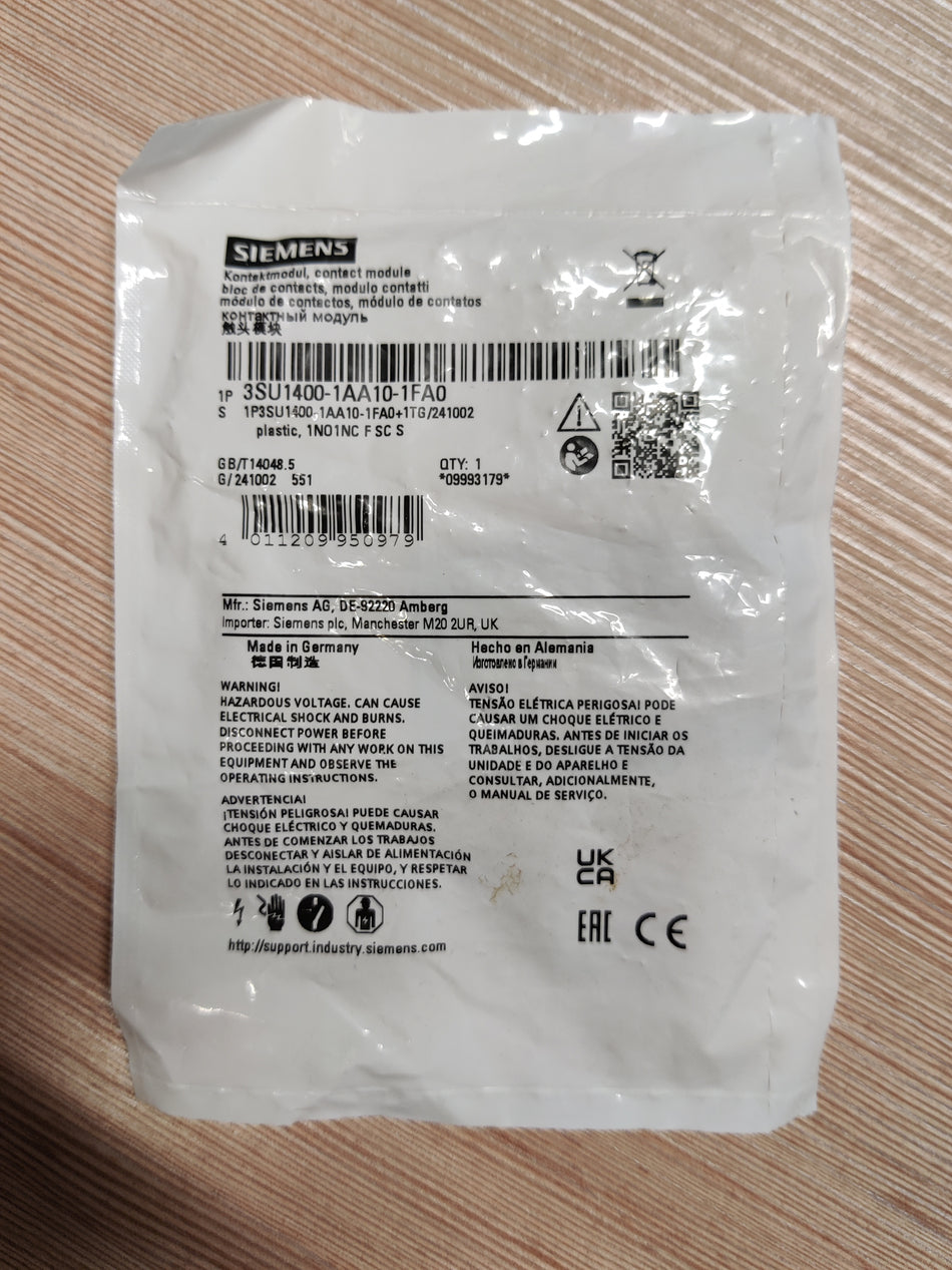 Kontaktmodul mit 2 Schaltgliedern, 1S+1Ö, Schraubanschluss   Nr. 3SU1400-1AA10-1FA0