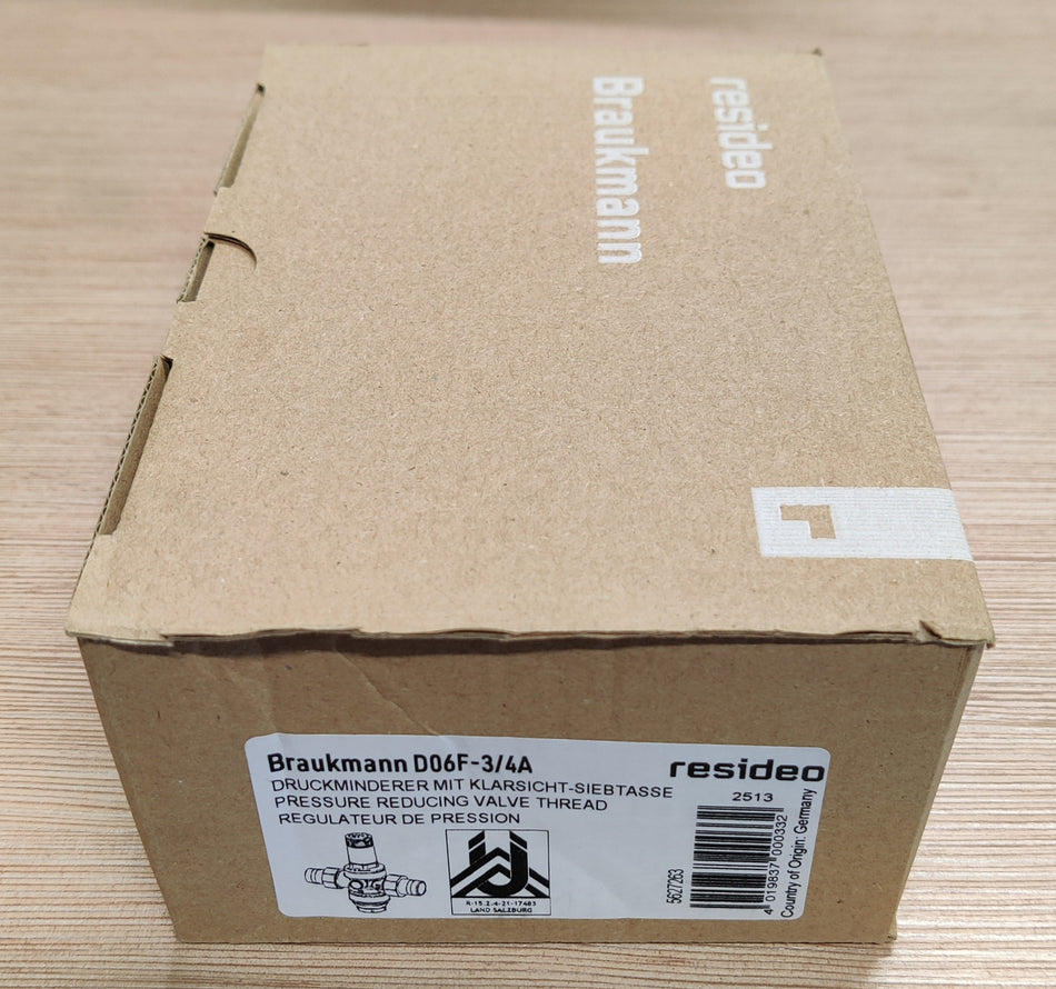 Honeywell Braukmann Druckminderer mit Klarsicht-Siebtasse  Nr. D06F-3/4A