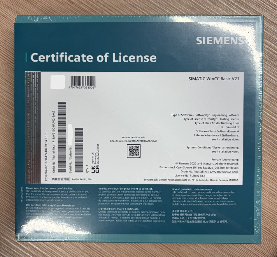 SIMATIC WinCC Basic V21, Engineering Software im TIA Portal   Nr. 6AV2100-0AA02-5AA5