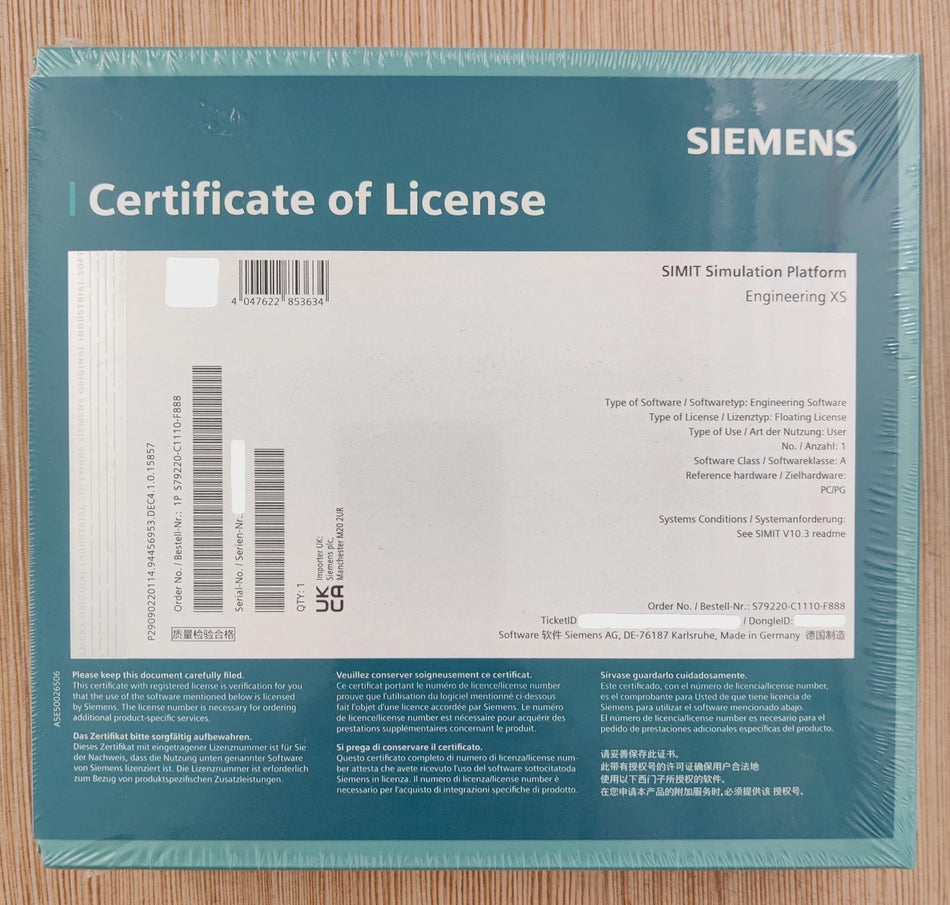 SIMATIC Simulation Platform Software Engineering XS     Nr. S79220-C1110-F888