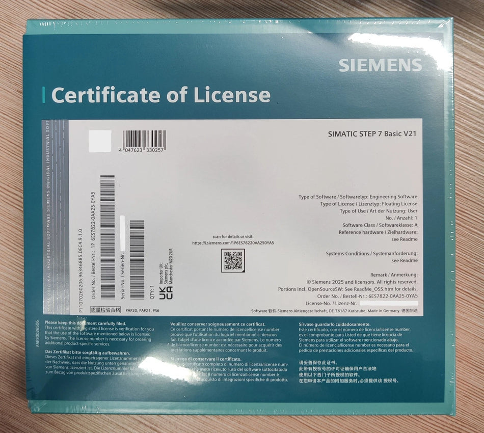 Simatic Step 7 Basic V21   Nr. 6ES7822-0AA25-0YA5