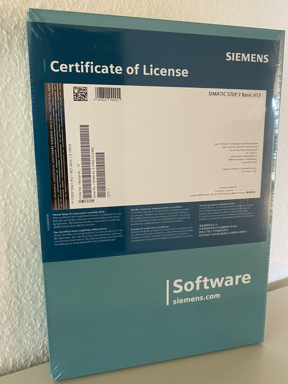 Siemens SIMATIC Step 7 Basic V17  Floating-Lizenz   Nr. 6ES7822-0AA07-0YA5